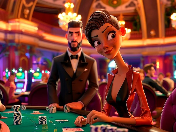 Studio kasino langsung Lightning Dice dengan dealer dan tiga dadu di persentoto